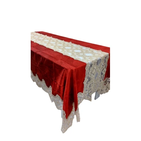 Скатерть MiraNova SF-378, велюр, красная, 180х260 см