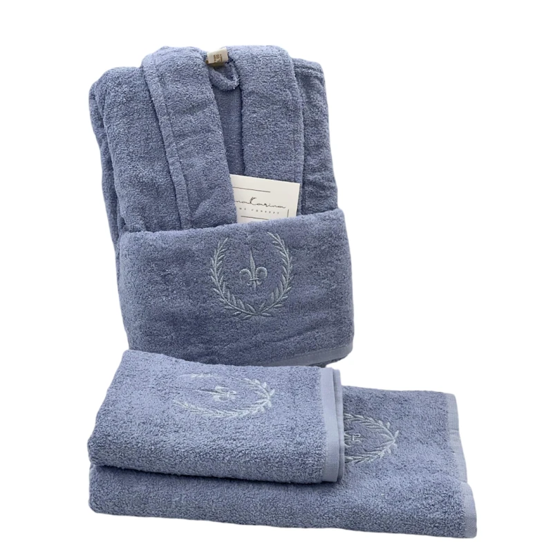 Банный набор Anemon SHA-00002602 халат + банное полотенце 70х140 см + полотенце для рук 50х90 см, синий Банный набор Anemon SHA-00002602 халат + банное полотенце 70х140 см + полотенце для рук 50х90 см, синий