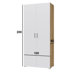 Шкаф 3563_M3WadStraitWhzol, белый/коричневый, 100х60х200 см Шкаф 3563_M3WadStraitWhzol, белый/коричневый, 100х60х200 см