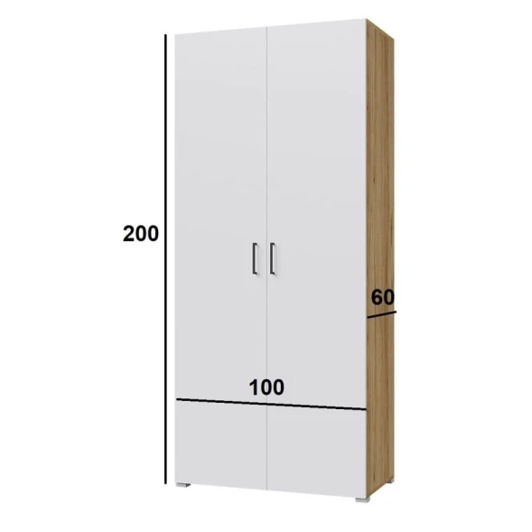 Шкаф 3563_M3WadStraitWhzol, белый/коричневый, 100х60х200 см Шкаф 3563_M3WadStraitWhzol, белый/коричневый, 100х60х200 см