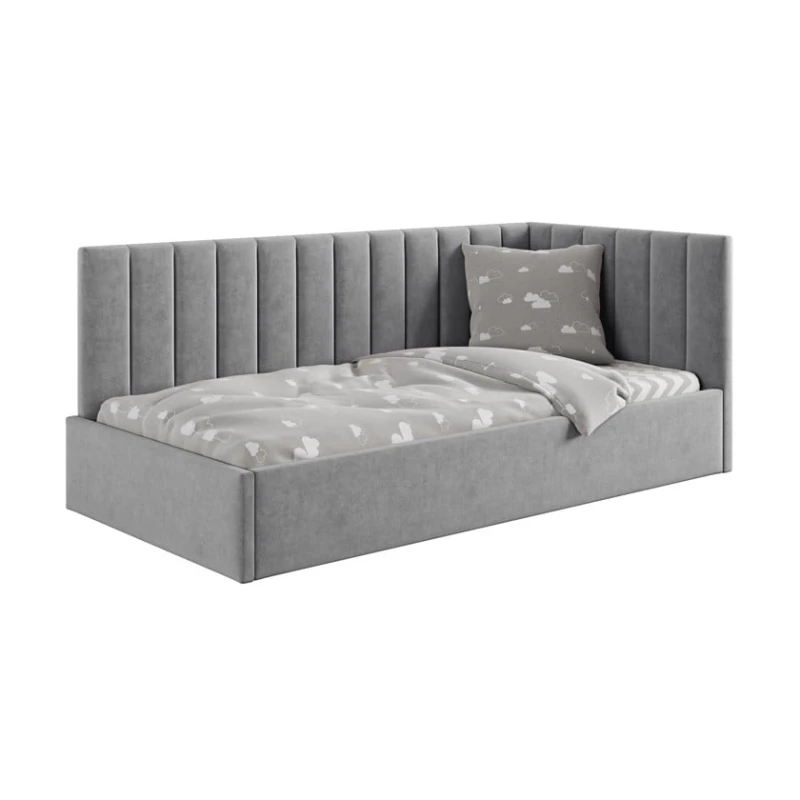 Односпальная кровать Art_tek_yataq(100) 87, ламинат/ткань, серая, 85x100x200 см