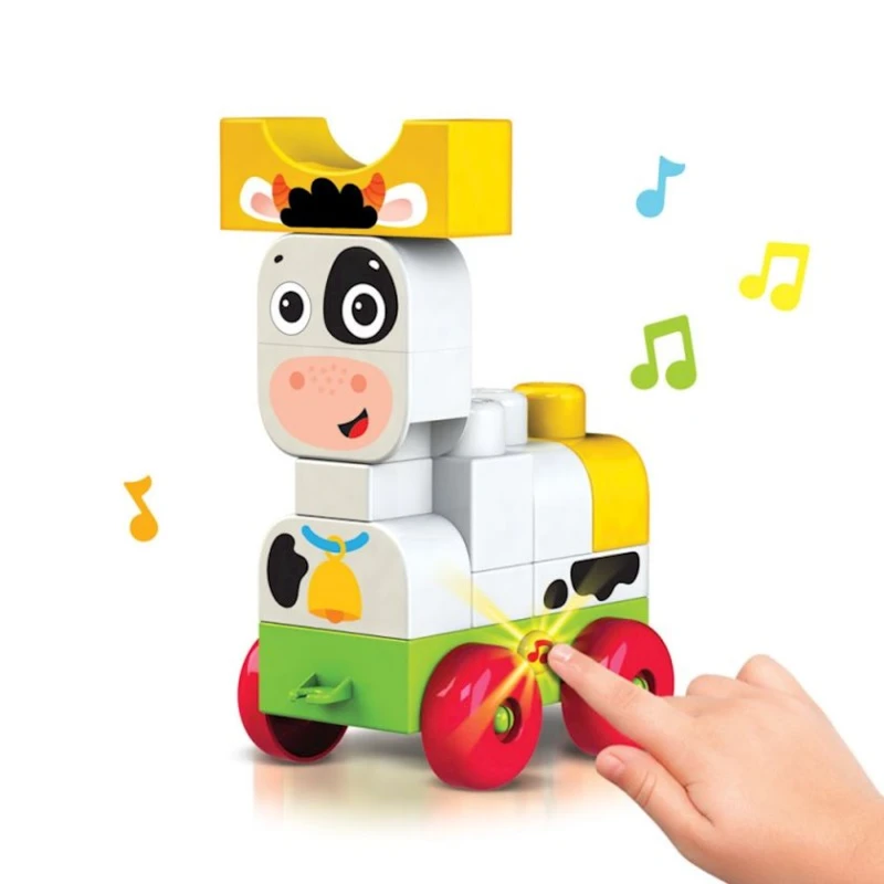 Коровка-конструктор Азбукварик Talky Blocks кнопочка, 11 деталей
