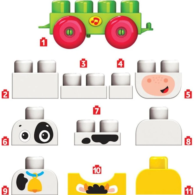 Коровка-конструктор Азбукварик Talky Blocks кнопочка, 11 деталей
