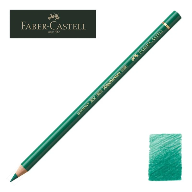 Цветной карандаш Faber-Castell Polychromos, цвет 264, темно-фтало-зеленый Цветной карандаш Faber-Castell Polychromos, цвет 264, темно-фтало-зеленый