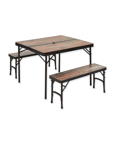 Yığılan mebel dəsti Trigano, stol 93x82x72.5 sm, skamya 87x25x41 sm