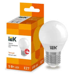 LED lampa IEK G45 E27 5W 3000K