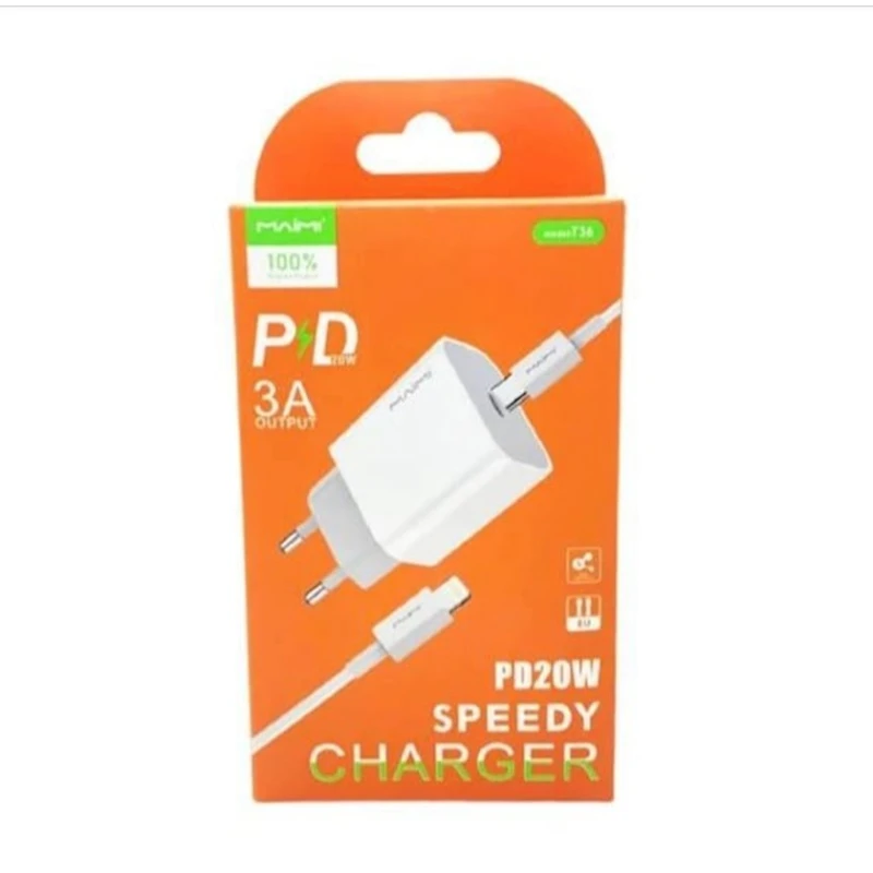 Сетевое зарядное устройство Maimi T36 with Lightning, Белый Сетевое зарядное устройство Maimi T36 with Lightning, Белый