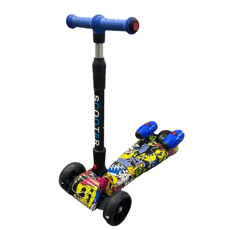 Самокат SK10 голубой/разноцветный