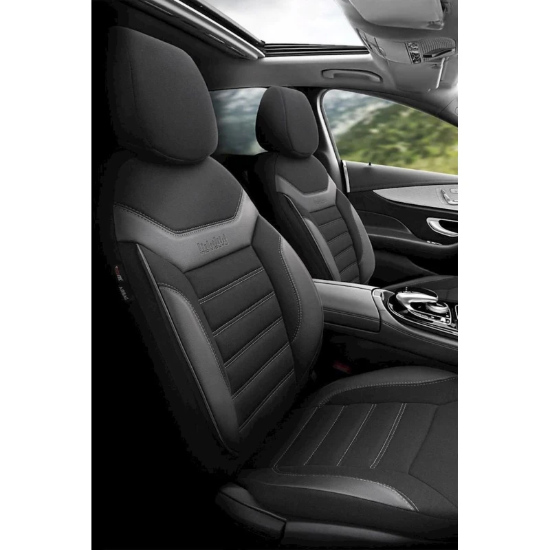 Avtomobil oturacaqları üçün çexol dəsti vidual4, kətan/dəri, qara/boz Avtomobil oturacaqları üçün çexol dəsti vidual4, kətan/dəri, qara/boz