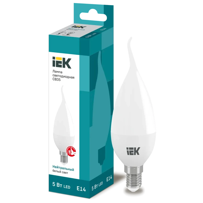 Светодиодная лампа IEK CV35 E14 5W 4000K Светодиодная лампа IEK CV35 E14 5W 4000K