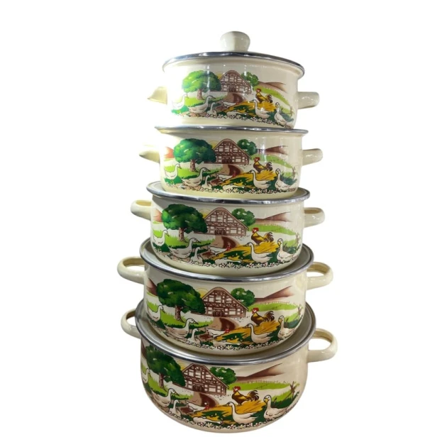 Qazan dəsti sweet-maxi-LT-40, tutacaqlı, minalanmış polad, ağ, 16/18/20/22/24 sm, 5 əd.