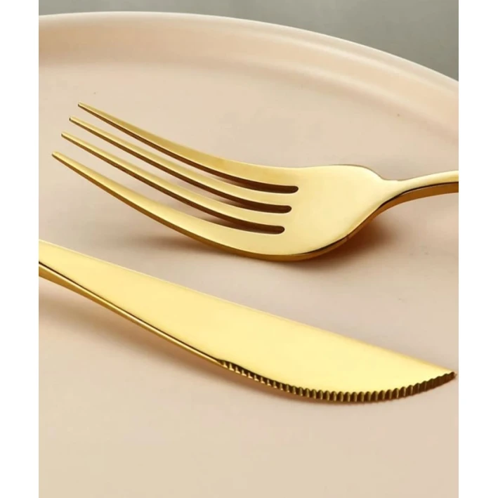 Набор столовых приборов, нержавеющая сталь, 24 предмета, золотистый