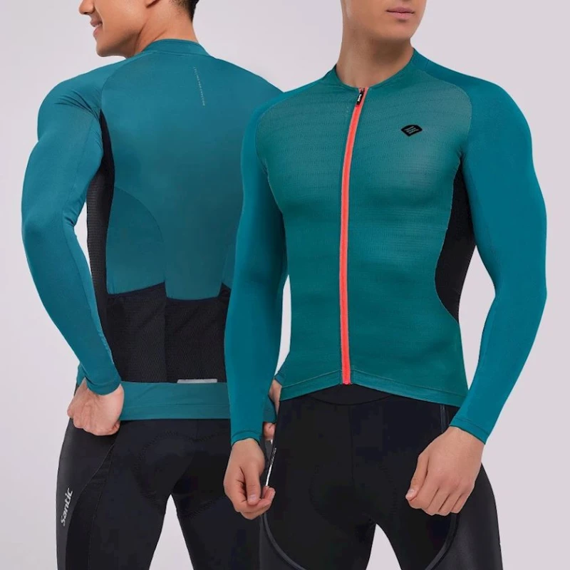 Велоджерси Santic M1C01126V, зеленая, полиэстер/спандекс, размер L