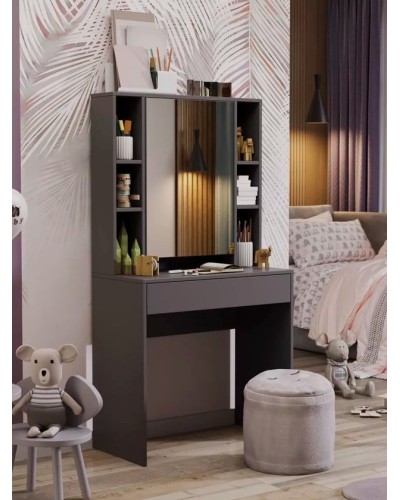 Makiyaj masası Art Mebel 49, antrasit, laminat, 150x80x40 sm, antrasit