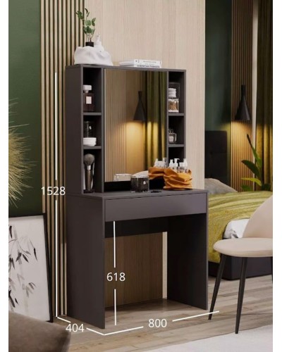 Makiyaj masası Art Mebel 49, antrasit, laminat, 150x80x40 sm, antrasit