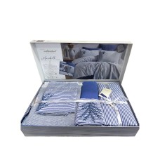 Yataq dəsti İyi Geceler İstanbul İH66, yorğan üzü 260x260 sm, yastıq üzləri 50x70 sm, örtük 220x240 sm, ikinəfərlik, pambıq, mavi/göy