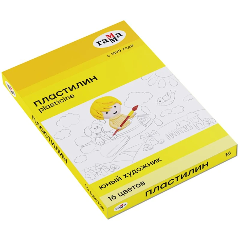Пластилин Гамма Юный художник, 16 шт, разноцветный, со стеком, картонная коробка, 224 г, 3+ лет Пластилин Гамма Юный художник, 16 шт, разноцветный, со стеком, картонная коробка, 224 г, 3+ лет