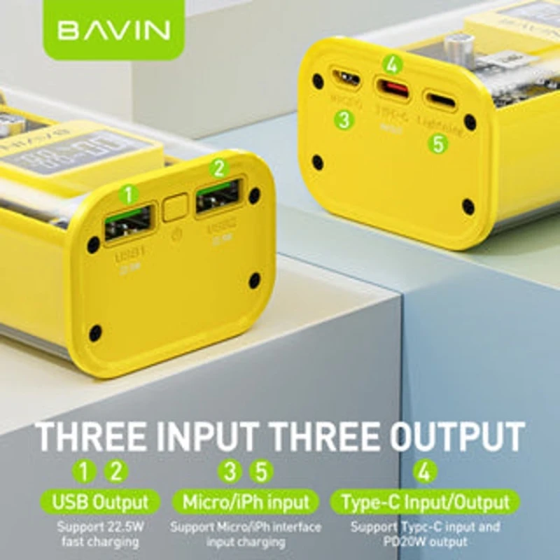 Внешний аккумулятор Bavin PC1011 10000 mAh Yellow Внешний аккумулятор Bavin PC1011 10000 mAh Yellow