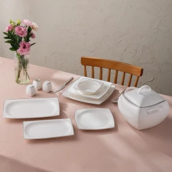 Столовый сервиз Emsan Yeni Karmen, керамика, белый, 60 предметов, 12 персон