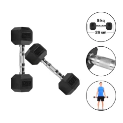 Гантели фиксированные 1857, 5 кг х 5 кг, черный Гантели фиксированные 1857, 5 кг х 5 кг, черный