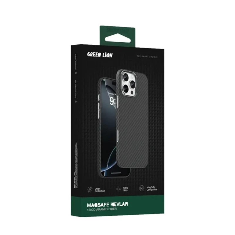 Чехол Green Lion Magsafe Kevlar для Apple iPhone 16 Pro Max Black Чехол Green Lion Magsafe Kevlar для Apple iPhone 16 Pro Max Black