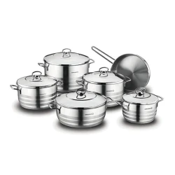 Набор посуды Korkmaz Astra A1090, нержавеющая сталь, с крышкой, 11 предметов, серебристый