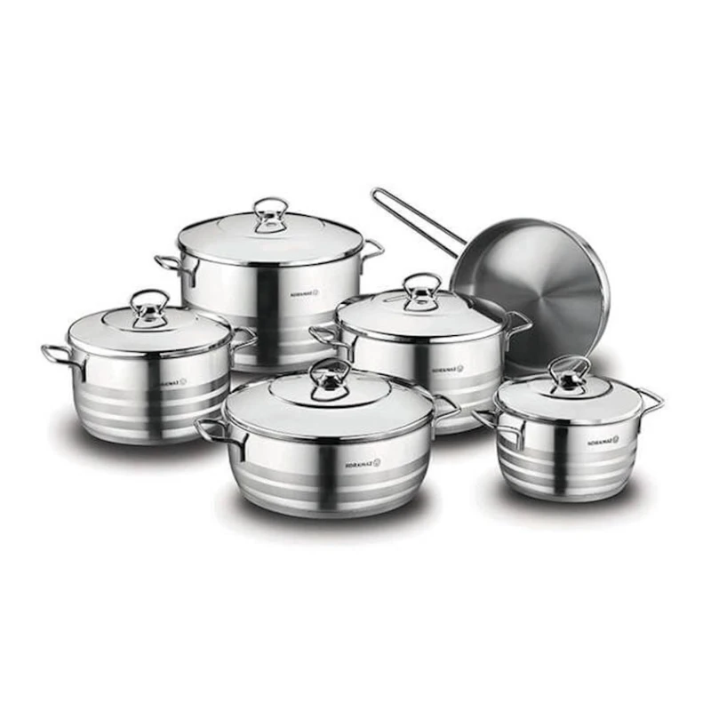 Набор посуды Korkmaz Astra A1090, нержавеющая сталь, с крышкой, 11 предметов, серебристый