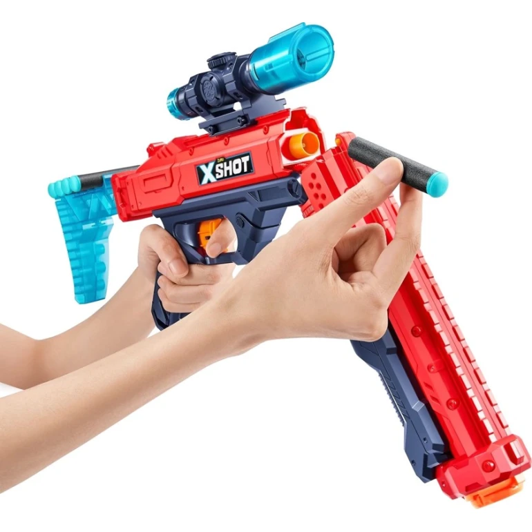 Бластер Zuru Zuru X-Shot Red Excel Hawk Eye, пластик, синий/красный