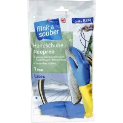 Перчатки хозяйственные Flink & Sauber размер M, 1 пара, латекс, синие Перчатки хозяйственные Flink & Sauber размер M, 1 пара, латекс, синие