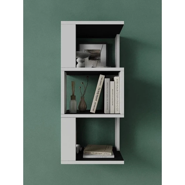 Полка настенная Art Mebel 14, ламинат, 68х30х20 см, белая/черная