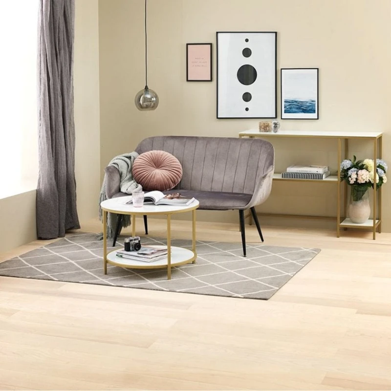 Журнальный стол JYSK Gadevang, диаметр 65 см, высота 45 см, сталь/закаленное стекло, белый/золотистый Журнальный стол JYSK Gadevang, диаметр 65 см, высота 45 см, сталь/закаленное стекло, белый/золотистый