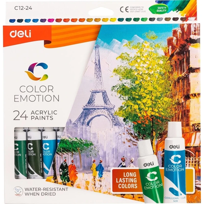 Набор акриловых красок Deli C12-24, 24 шт Набор акриловых красок Deli C12-24, 24 шт