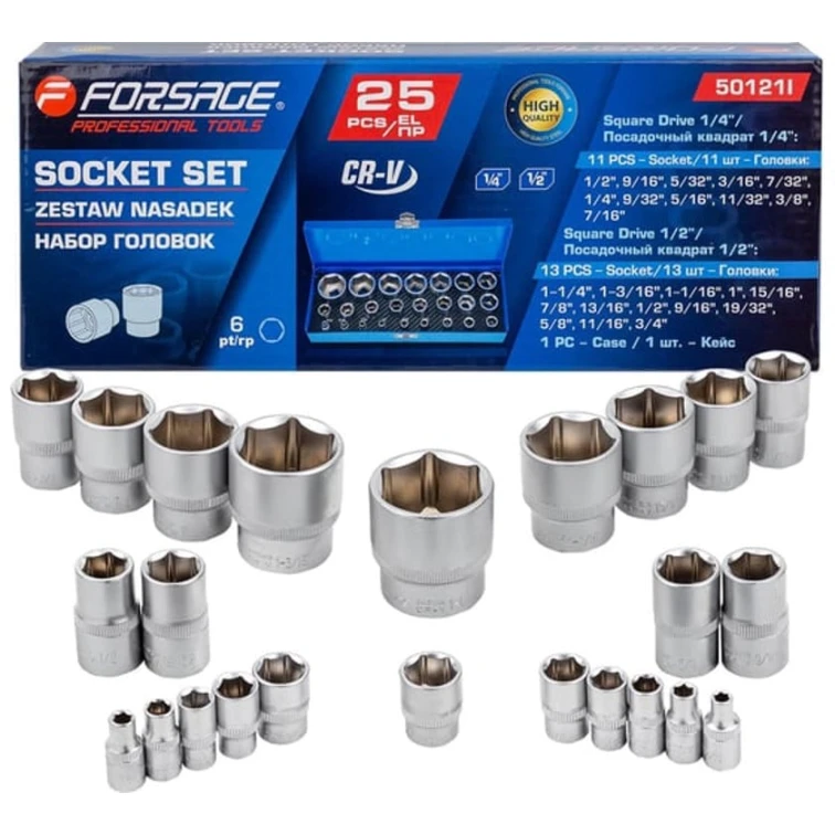 Набор инструментов Forsage F-50121I, 25 предметов, 1/4