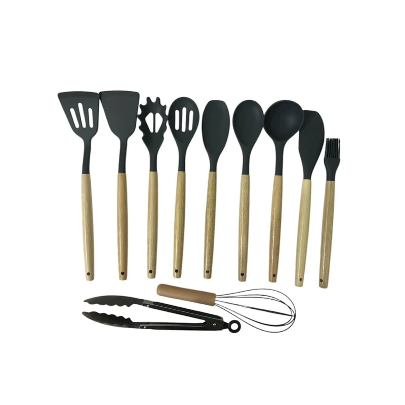 Набор поварских лопаток Haus Roland ZGH_00583, силикон, серый, 12 предметов Набор поварских лопаток Haus Roland ZGH_00583, силикон, серый, 12 предметов