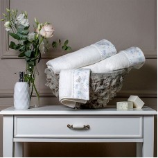 Dəsmal dəsti və aromatlaşdırıcı Tivolyo Home Iris, pambıq, ağ, 3 əd, 30x50/50x100/75x150 sm, 400 ml