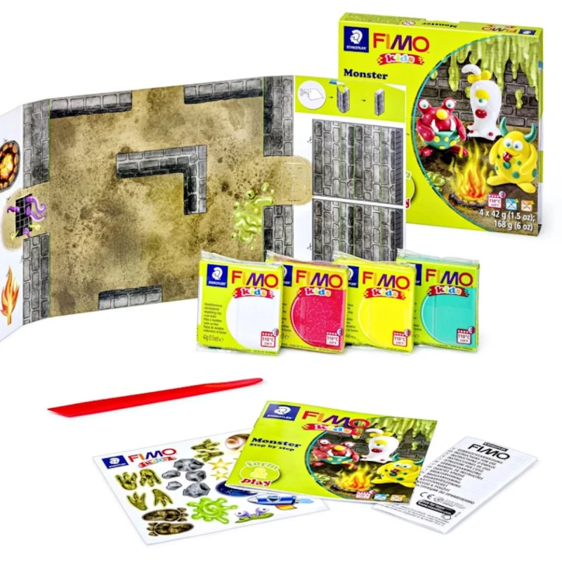 Набор полимерной глины Fimo Kids F&P Monster, 4x42 г, Разноцветный Набор полимерной глины Fimo Kids F&P Monster, 4x42 г, Разноцветный