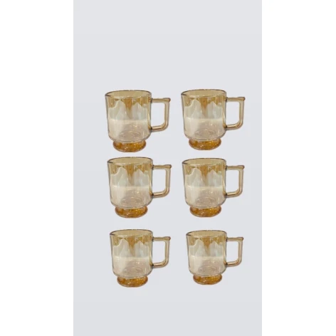 Набор чашек 6921-36, стекло, золотистый, 350 мл, 6 шт