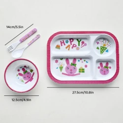 Набор детских тарелок, белый/розовый пластик, 4 шт. Набор детских тарелок, белый/розовый пластик, 4 шт.