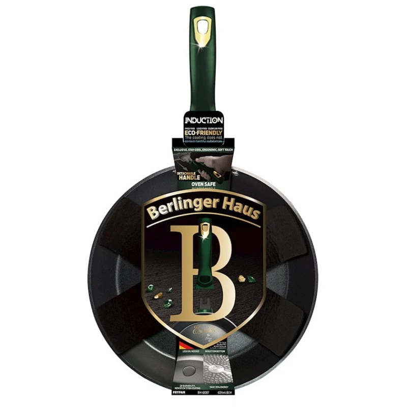 Сковородка с крышкой Berlinger Haus Emerald Collection BH 6088, цвет зеленый/черный, 28 см Сковородка с крышкой Berlinger Haus Emerald Collection BH 6088, цвет зеленый/черный, 28 см