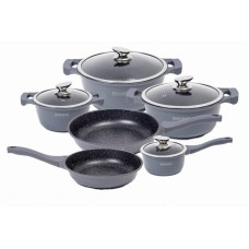 Qab-qacaq dəsti Royalty Line RL BS1010M Gray, alüminium/keramika, 10 parça