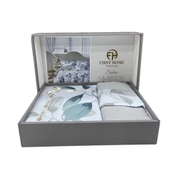 Комплект постельного белья First Home SHA-00002735, пододеяльник 200x220 см, простыня 250x250 см, 2 шт наволочки 50х70 см, евро, хлопок, разноцветный