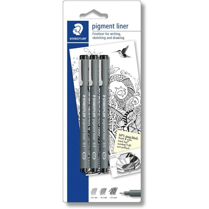 Набор капиллярных ручек Staedtler Pigment Liner, черный Набор капиллярных ручек Staedtler Pigment Liner, черный