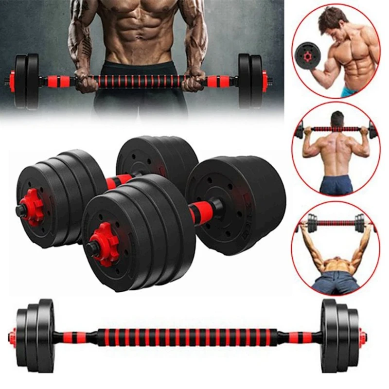 Набор гантелей-штанги 2920006, 2х15 кг, пластик, черный/красный, 2 шт