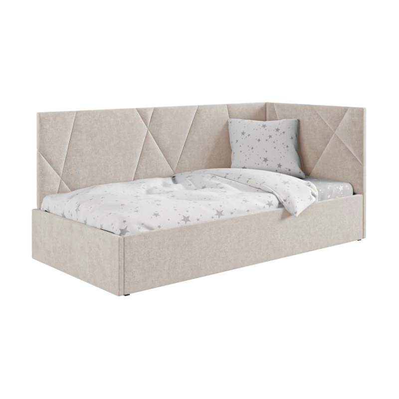 Односпальная кровать Art_tek_yataq 47, ламинат/текстиль, бежевая, 200x85x120 см