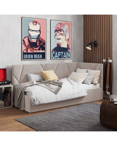 Tək nəfərlik çarpayı Art_tek_yataq 47, laminat/parça, bej, 200x85x120 sm
