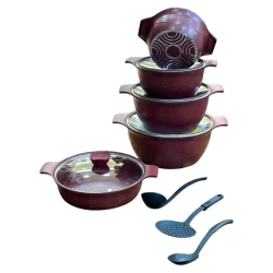 Набор кастрюль Ldenbo SHA-00006578, гранит, бордовый, 20/24/28/32 см, 16 шт.