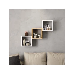 Полка настенная Art Mebel 85, ламинат, 66х96х18 см, белая/коричневая Полка настенная Art Mebel 85, ламинат, 66х96х18 см, белая/коричневая