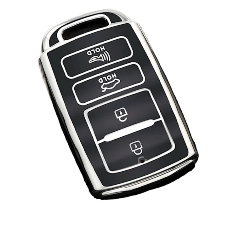 Чехол для автомобильных ключей AVTO085292 для Hyundai/Kia, черный/серебристый