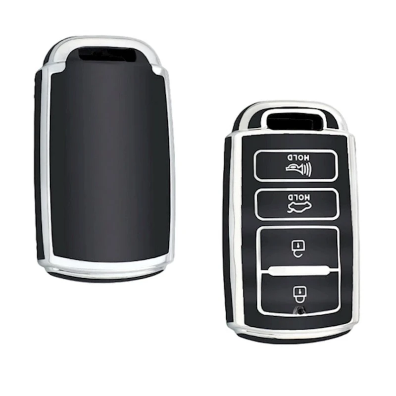Чехол для автомобильных ключей AVTO085292 для Hyundai/Kia, черный/серебристый