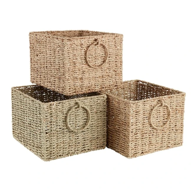 Корзина для хранения JYSK Greg, морская водоросль/сталь, бежевый, 25x33x20 см